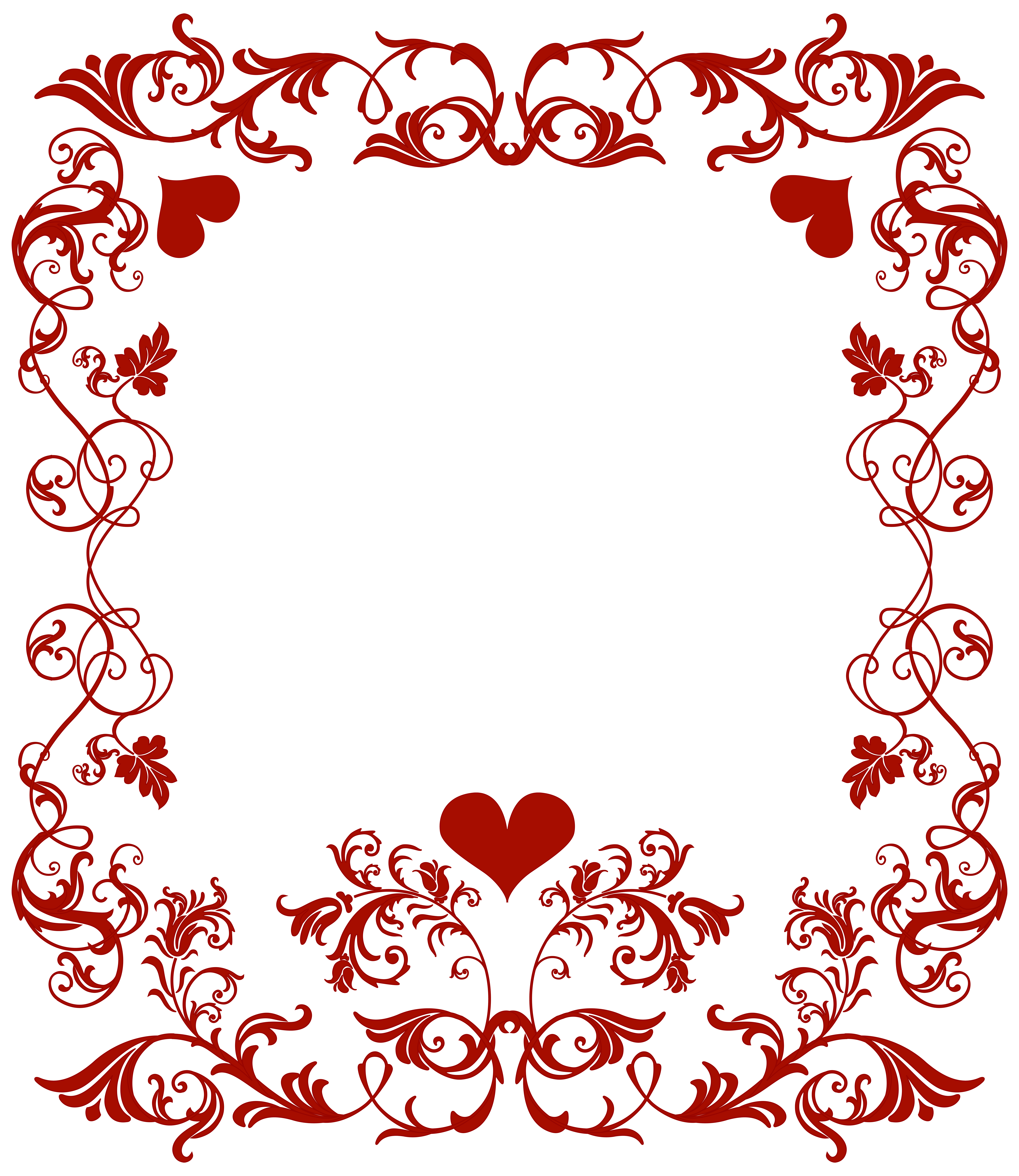 6936x8000 Valentine's Day Decorative Border Transparent Png Clip Art Image