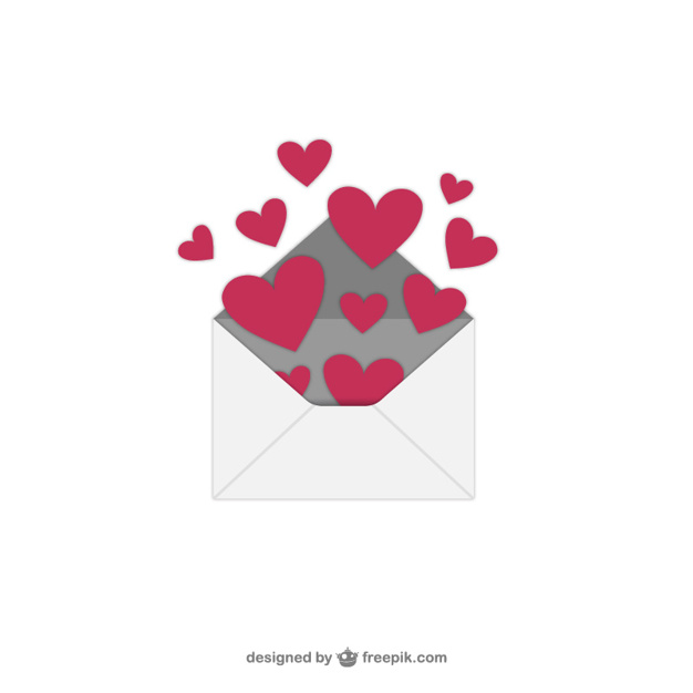 626x626 Valentine's Day Hearts With Envelope Vector Free Download