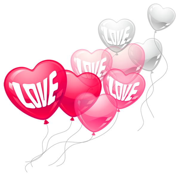 600x587 Valentines Day Pink And White Love Heart Baloons Png Clipart