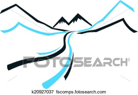 450x309 Clip Art Of Road Mountain And Valley Icon Logo K20927037