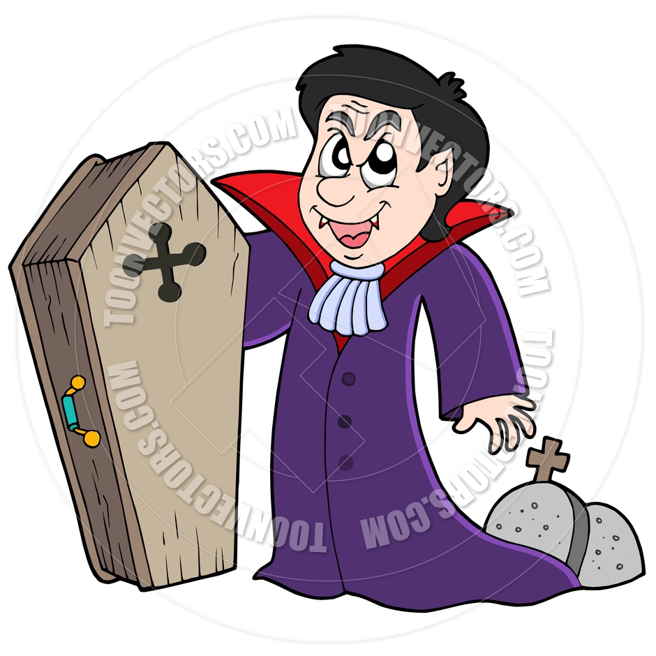 940x940 Cartoon Vampire With Coffin And Graves By Clairev Toon Vectors