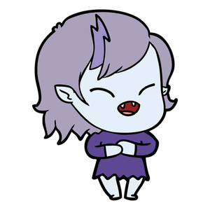 300x300 Cartoon Laughing Vampire Girl With Crossed Arms Royalty Free Stock
