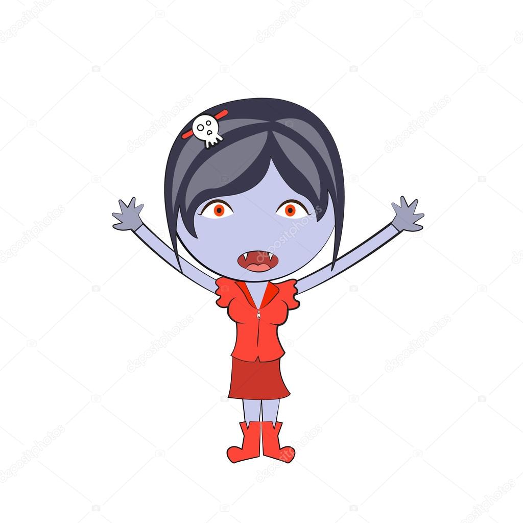 1024x1024 Cartoon Happy Vampire Girl Cute Doodles Drawings Stock Vector