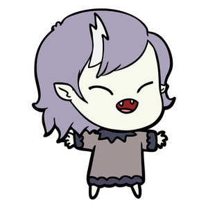 300x300 Cartoon Laughing Vampire Girl With Crossed Arms Royalty Free Stock