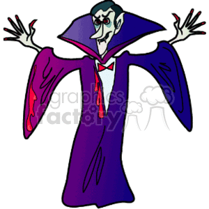 300x300 Royalty Free Scary Halloween Vampire With Purple And Blue Robe