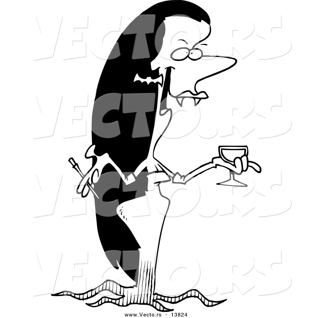 1024x1044 Vector Of A Cartoon Vampiress Holding A Glass Of Blood