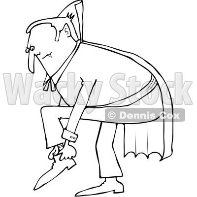 400x400 Clipart Of A Cartoon Black And White Chubby Dracula Vampire