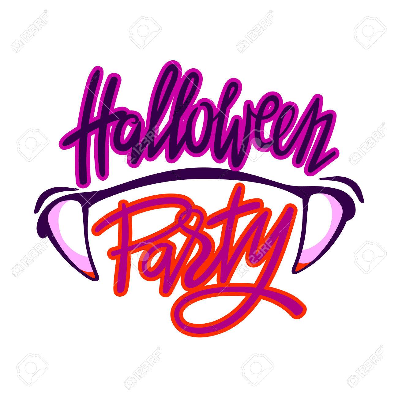 1300x1300 Halloween Party Logo. Lettering With Vampire Teeth Royalty Free