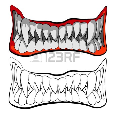 450x450 Vampire Teeth With Blood On Dark Background, Illustration Royalty