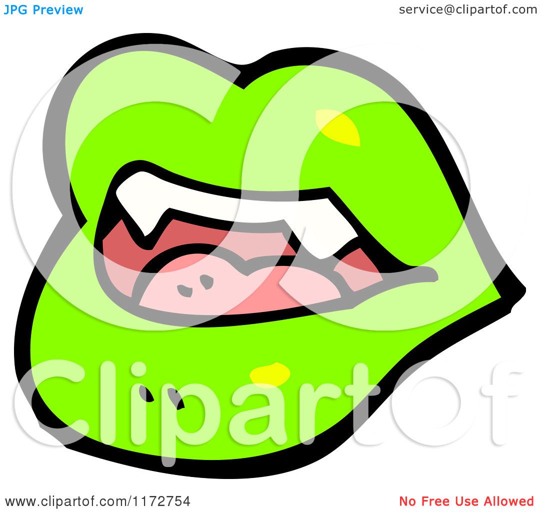 1080x1024 Cartoon Of Green Lips And A Vampire Teeth