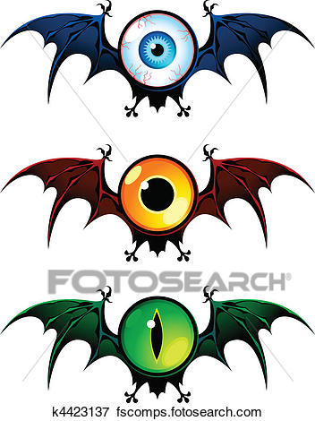 352x470 Clip Art Of Flying Eyes From Nightmare K4423137