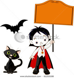 287x300 Free Clipart Image A Vampire Boy Holding Up A Sign While Standing