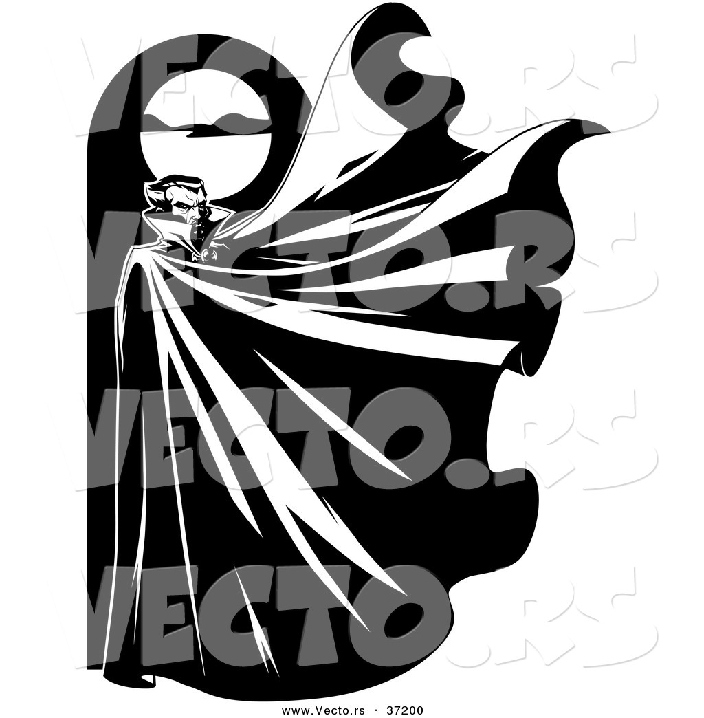 1024x1044 Vector Of A Vampire Below A Full Moon With His Cape Flapping