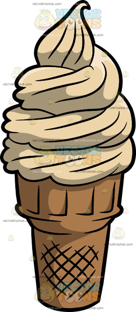 448x1024 Vanilla Soft Serve Ice Cream In A Cone Cartoon Clipart