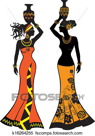 328x470 Clipart Of Beautiful African Woman With Vases K16264255