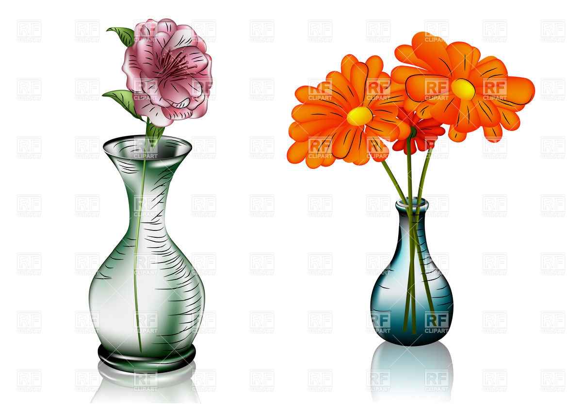 1200x849 Two Glass Vases With Flowers Royalty Free Vector Clip Art Image