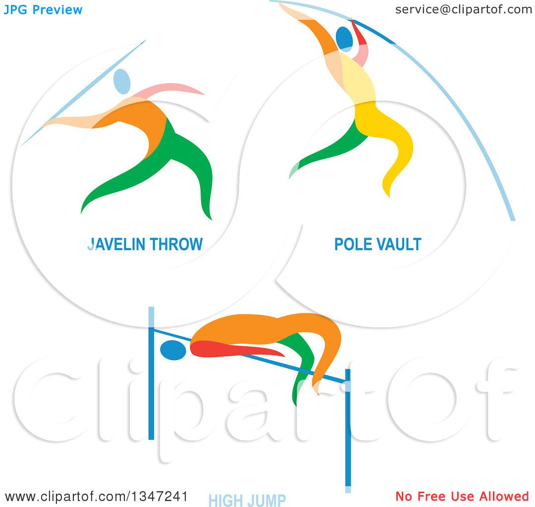 1080x1024 Clipart Of Colorful Track Field Javelon Throw, Pole Vault