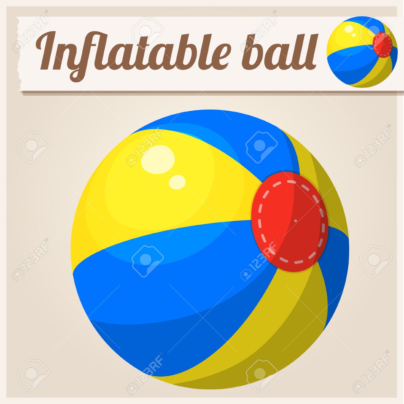1300x1300 Inflatable Beach Ball. Cartoon Vector Illustration. Series