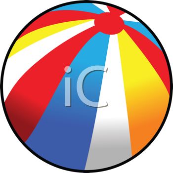 350x350 Picture Of A Colorful Beach Ball In A Vector Clip Art Illustration