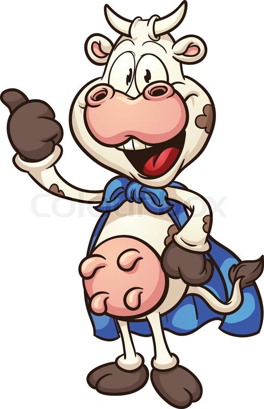 517x800 Cartoon Super Cow. Vector Clip Art Illustration With Simple