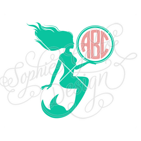 570x570 Mermaid Monogram Svg Dxf Png Digital Download Files For Silhouette