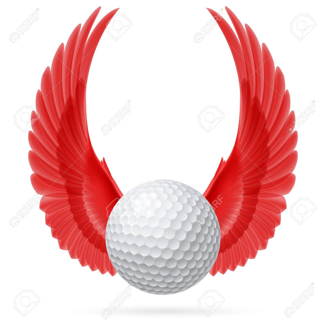 1300x1300 Golf Ball With Raised Up Red Wings Royalty Free Cliparts, Vectors