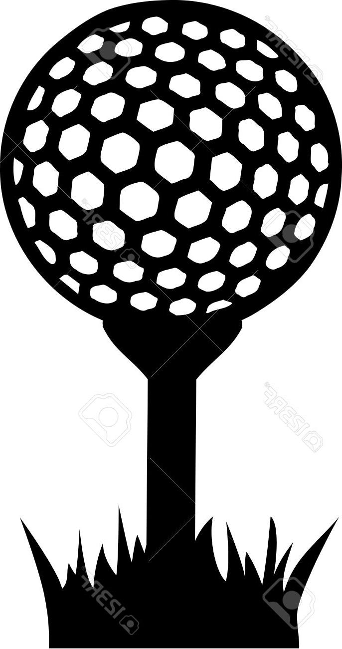 686x1300 Unique Golf Ball On Tee In Grass Stock Vector Pictures