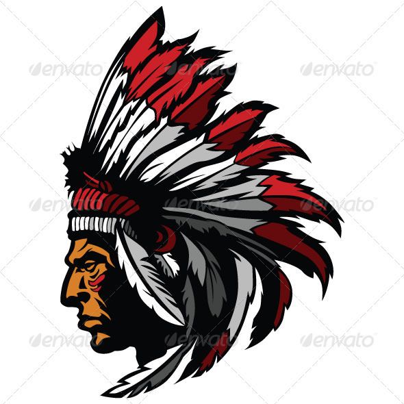 590x590 Indian Chief Mascot Head Vector Graphic Template