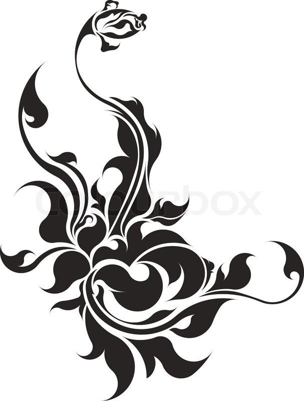 607x800 Vector Graphic Of Rose With Leaves Stock Vector Colourbox