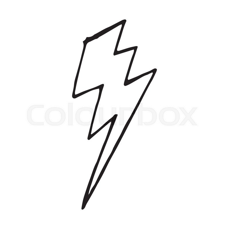 800x800 Lightning Bolt Doodle, Vector Hand Drawn Illustration Isolated