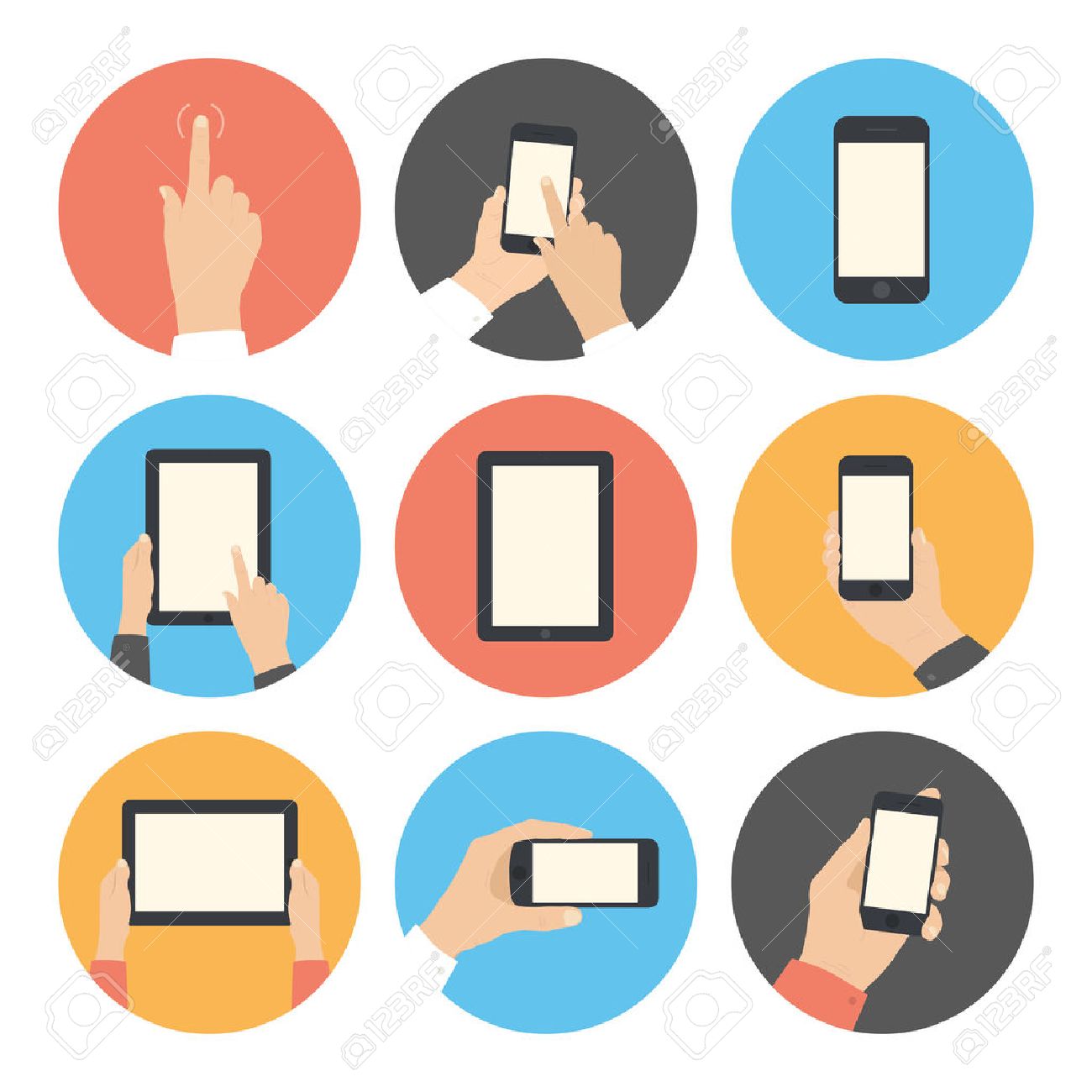 1300x1300 Modern Flat Icons Vector Collection In Stylish Colors Of Mobile