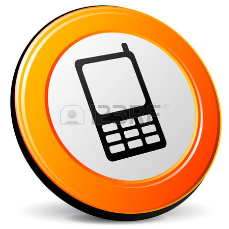 450x450 Vector Illustration Of Orange 3d Phone Icon Royalty Free Cliparts