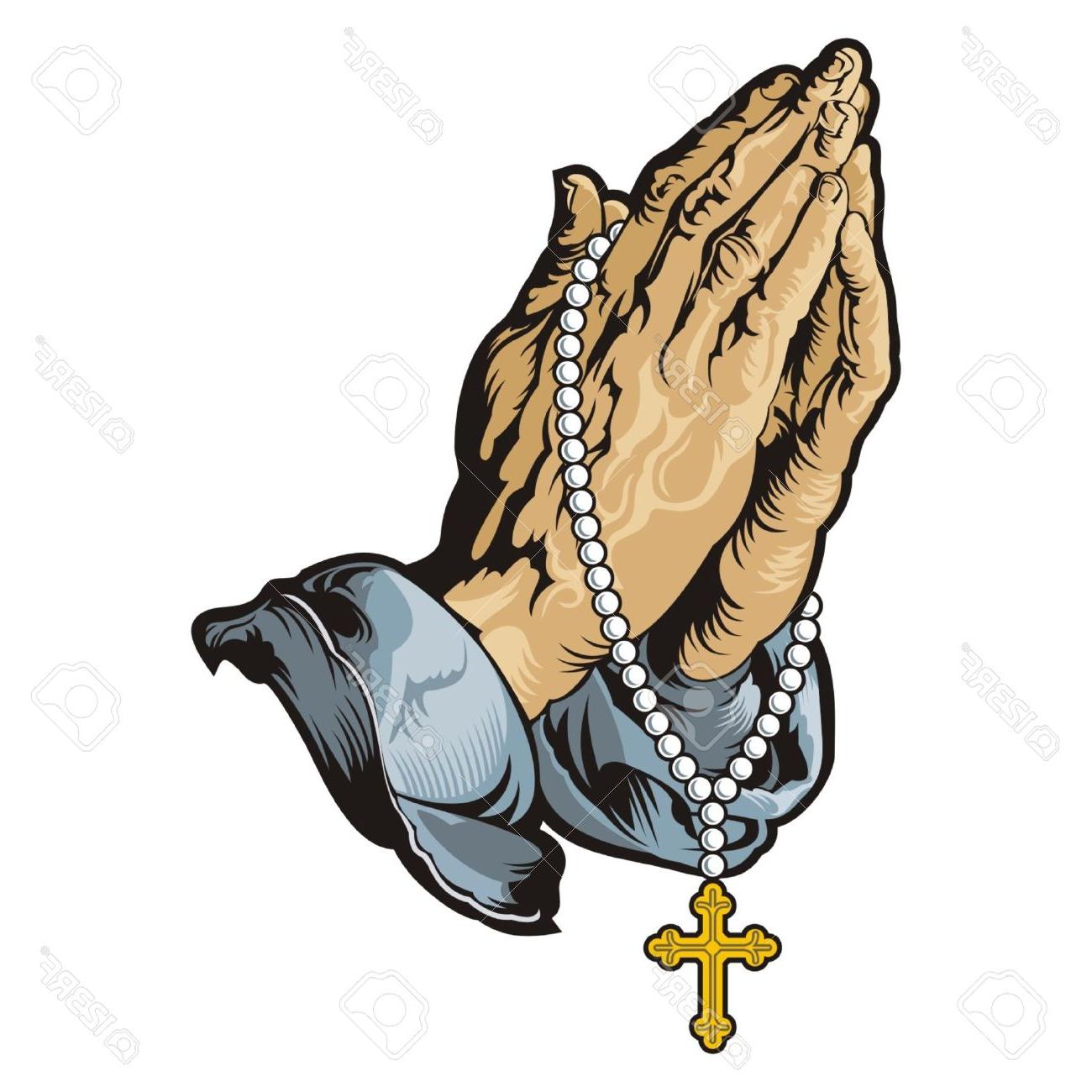 1300x1300 Best Free Praying Hands With Rosary Vector Stock Tattoo Cross Design