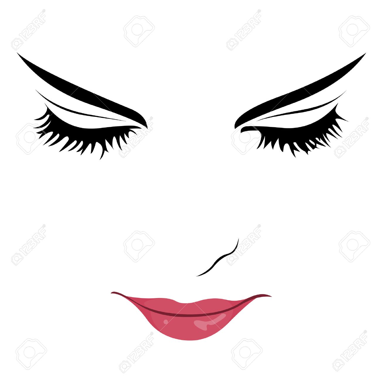 1300x1300 Clip Art Portrait Of Beautiful Young Woman With Closed Eyes