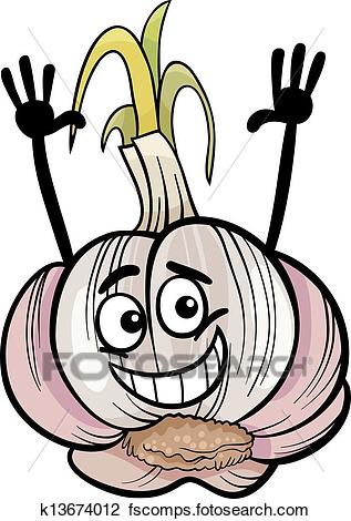 317x470 Clipart Of Funny Garlic Vegetable Cartoon Illustration K13674012