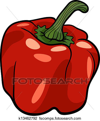 388x470 Clipart Of Red Pepper Vegetable Cartoon Illustration K13462792