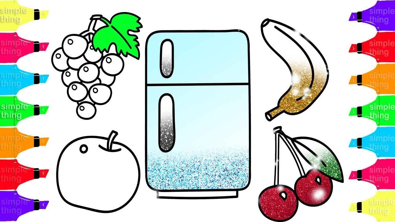 1280x720 Drawing And Coloring Refrigerator With Toys Fruits Vegetable