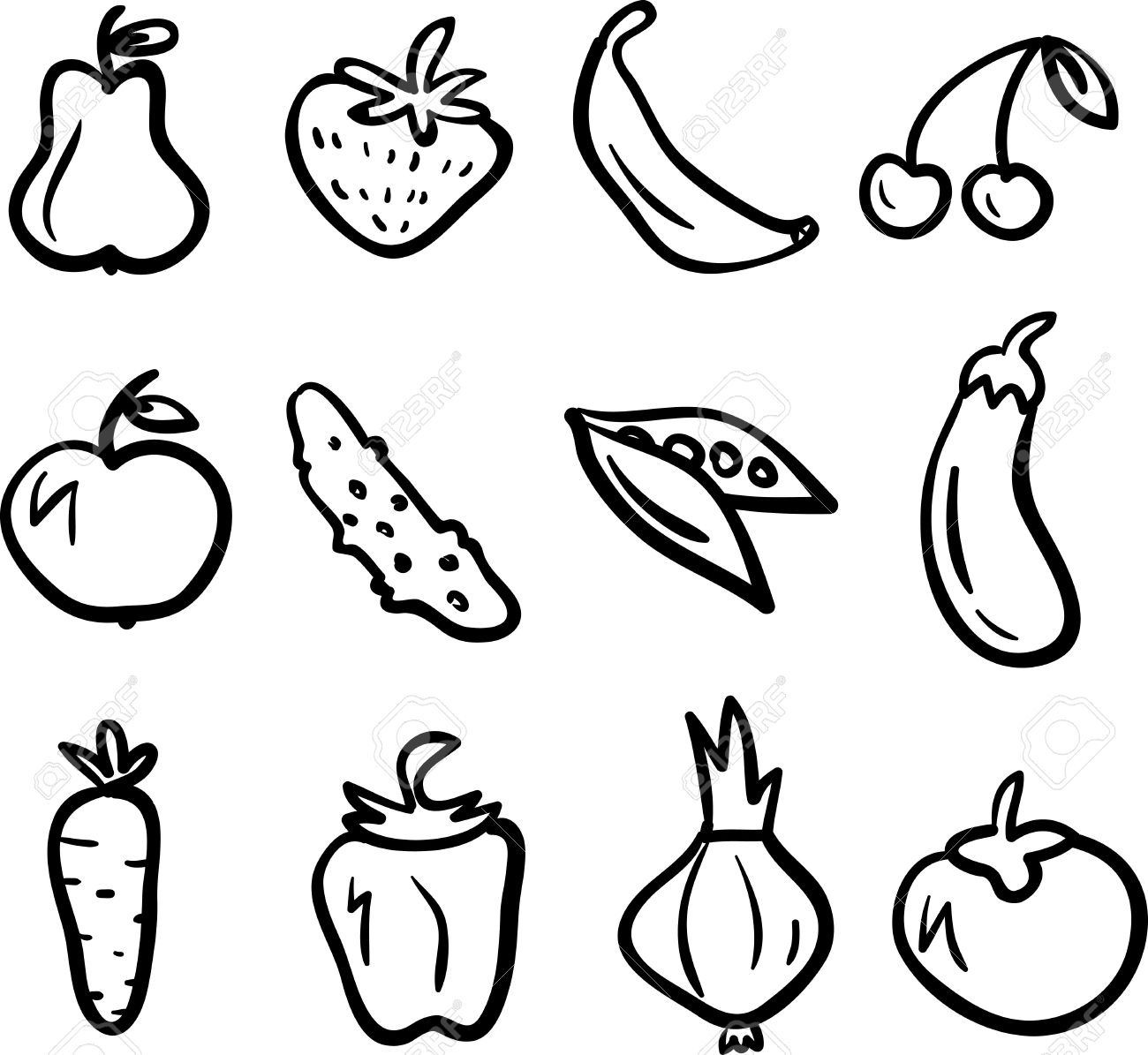 1300x1195 Drawn Vegetables Easy
