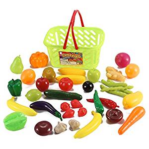 300x300 Buy Fruits And Vegetables Shopping Basket Grocery Play Food Set