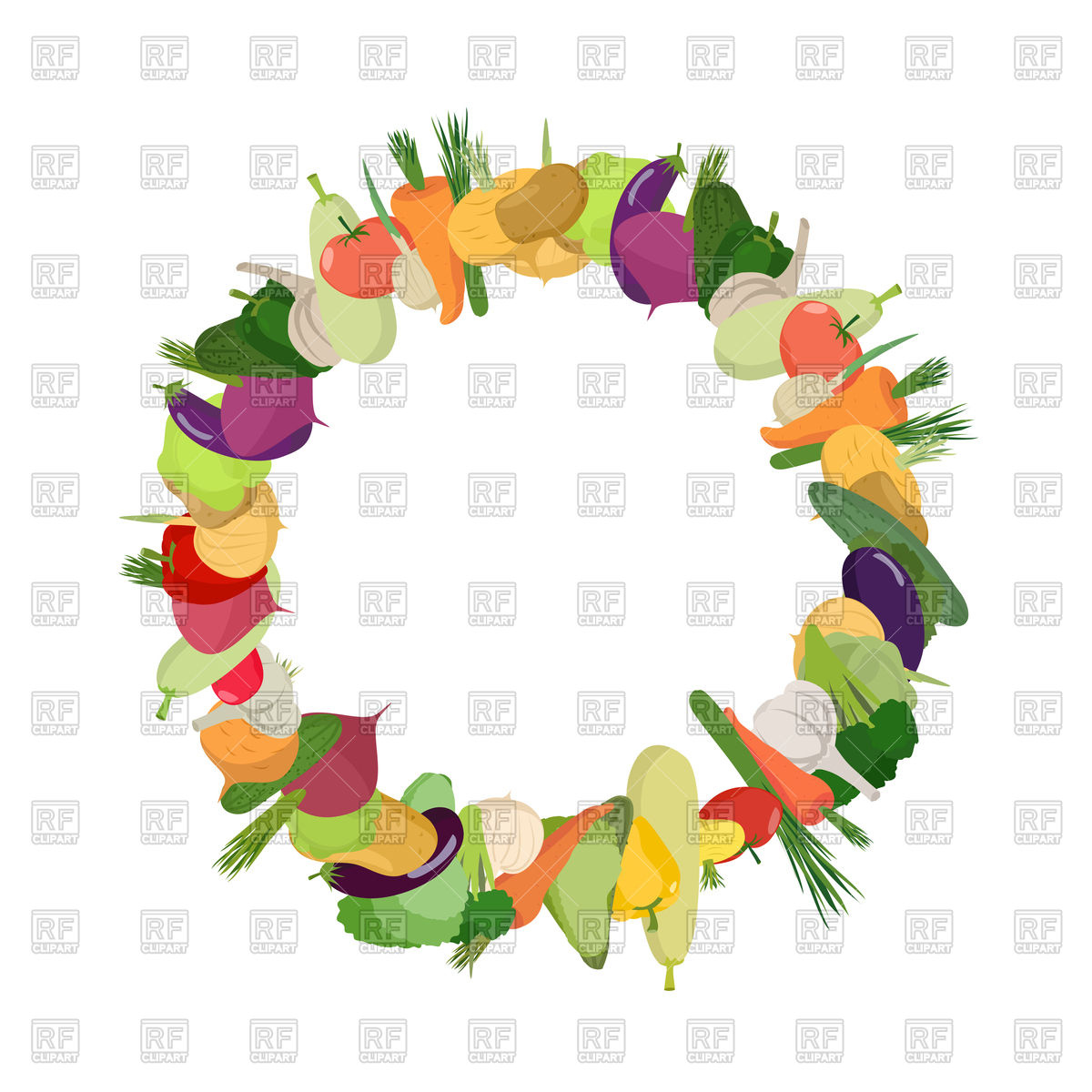 1200x1200 Round Frame Of Vegetables Royalty Free Vector Clip Art Image