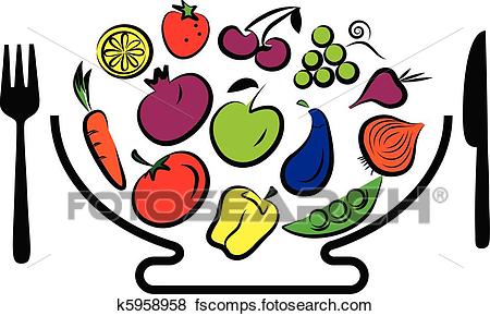 450x290 Clip Art Of Different Fruits And Vegetables Combined In Bowl