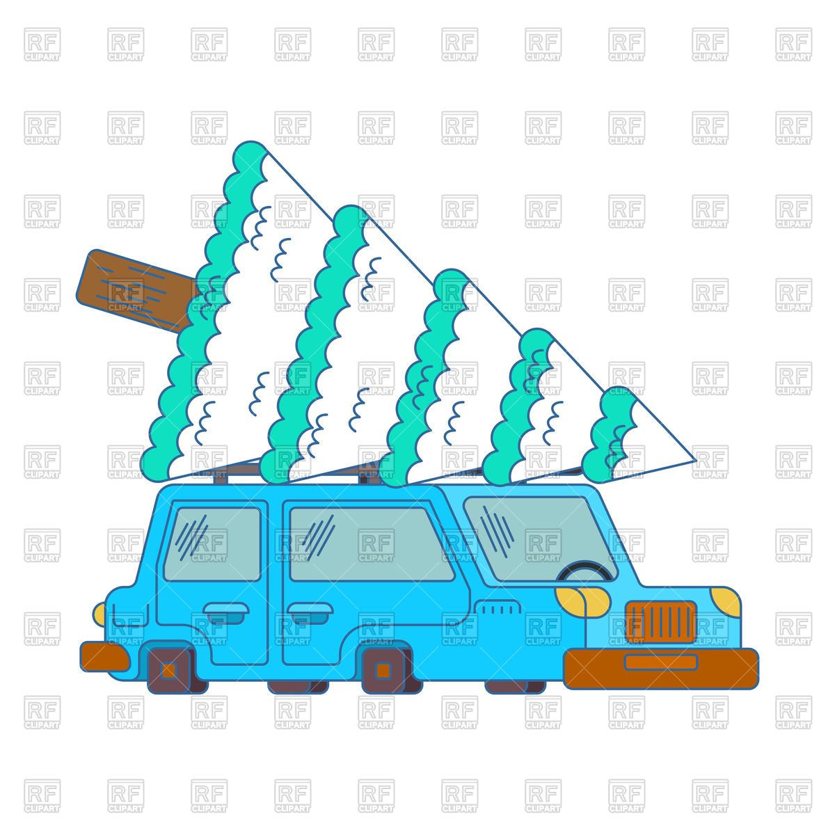 1200x1200 Christmas Tree On Car Royalty Free Vector Clip Art Image