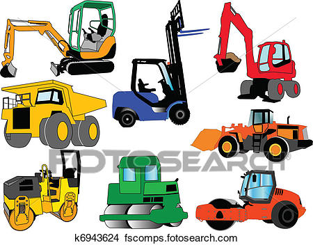 450x352 Clipart Of Collection Of Construction Machines K6943624