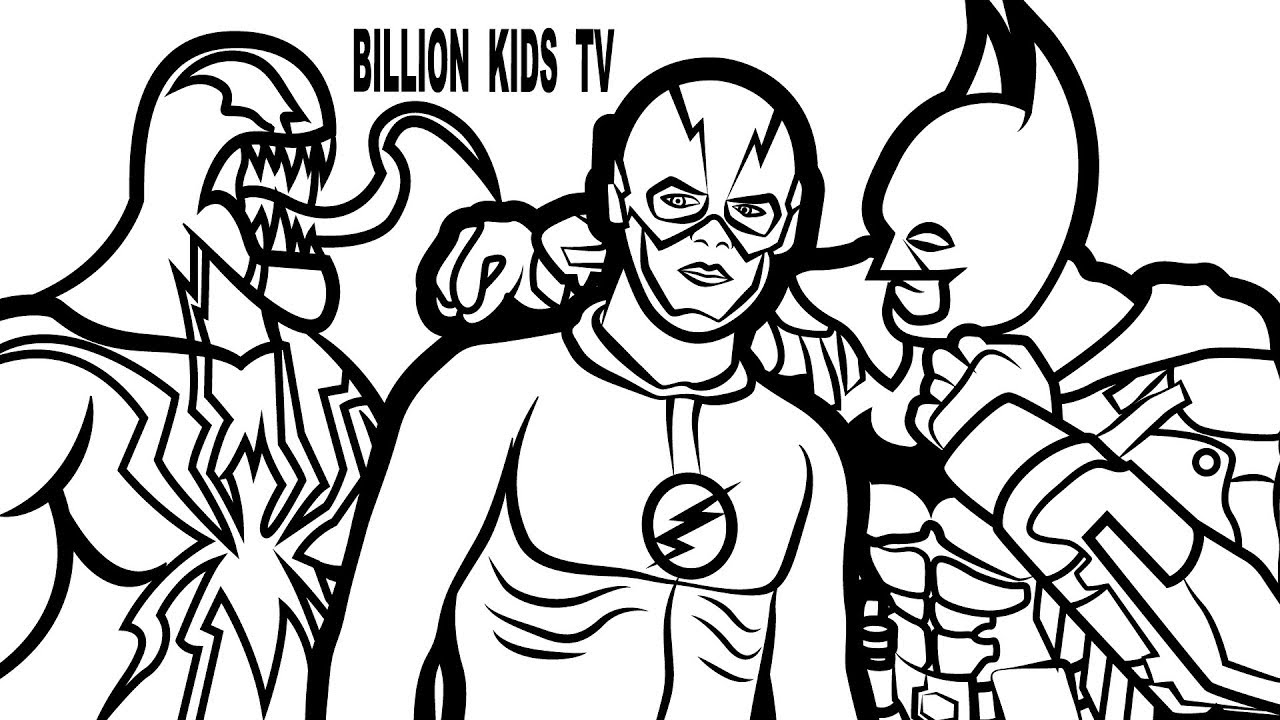 1280x720 Flash And Batman Vs Venom Coloring Book Coloring Pages Kids Fun