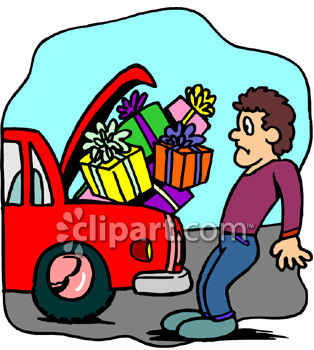 314x350 Clipart Picture Of A Man Trying To Fit Too Many Packages Into His