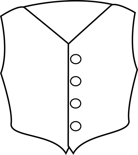 445x500 Black And White Vest Clip Art