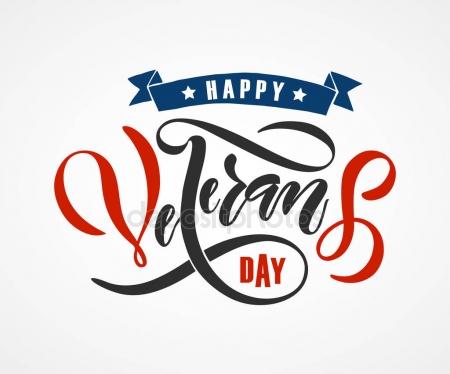 450x374 Happy Veterans Day Lettering Typography Stock Vector