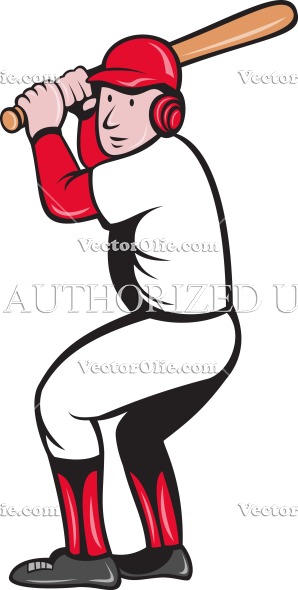 298x590 Baseball Batting Stance Red Cap Royalty Free Cartoon Vectors