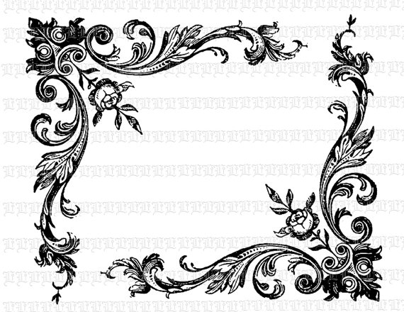 570x440 Floral Corner Border Antique Victorian Designs Vintage Clip