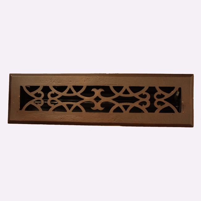 650x650 Victorian Scroll Design Bronze 2.25x14 Inch Floor Register